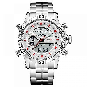 Relógio Masculino Weide AnaDigi WH-6902 - Prata e Branco