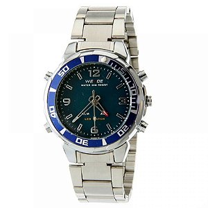 Relógio Masculino Weide AnaDigi WH-843 - Prata e Azul
