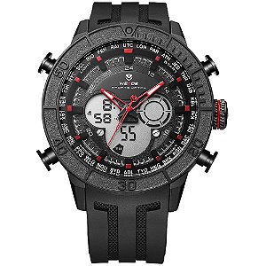 Relógio Masculino Weide AnaDigi WH-6308 - Preto e Vermelho