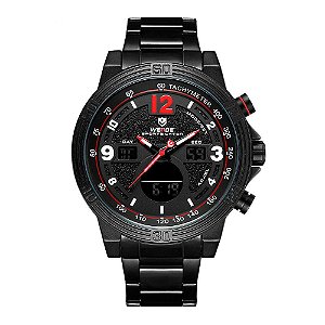 Relógio Masculino Weide AnaDigi WH6908B Preto e Vermelho