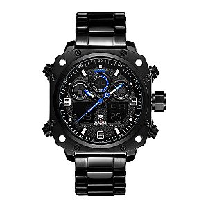 Relógio Masculino Weide AnaDigi WH7303B Preto e Azul