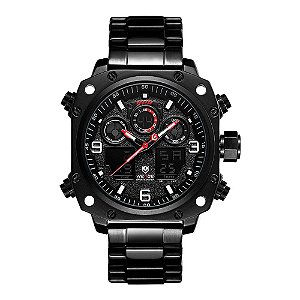 Relógio Masculino Weide AnaDigi WH7303B - Preto e Vermelho