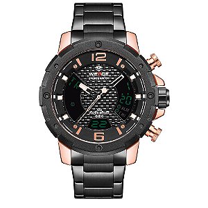 Relógio Masculino Weide AnaDigi WH8504B - Preto e Rose