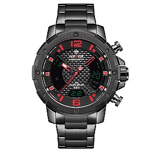 Relógio Masculino Weide AnaDigi WH8504B - Preto e Vermelho