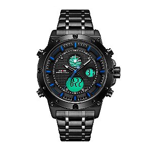 Relógio Masculino Weide AnaDigi WH6906B Preto e Azul