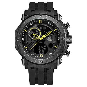 Relógio Masculino Weide AnaDigi WH6903 - Preto e Amarelo