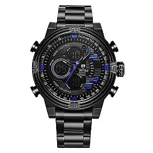 Relógio Masculino Weide AnaDigi WH5209B - Preto e Azul