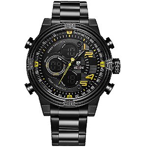 Relógio Masculino Weide AnaDigi WH5209B - Preto e Amarelo