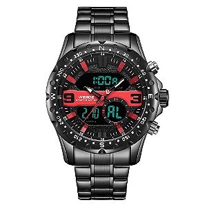 Relógio Masculino Weide AnaDigi WH8502B - Preto e Vermelho