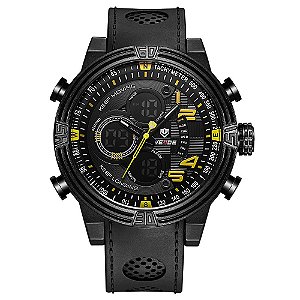 Relógio Masculino Weide AnaDigi WH5209B - Preto e Amarelo