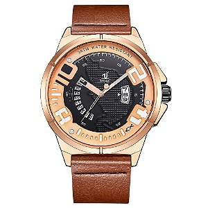 Relógio Masculino Weide Analógico UV1802 - Dourado e Marrom