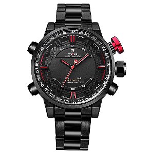 Relógio Masculino Weide AnaDigi WH6402B Preto e Vermelho