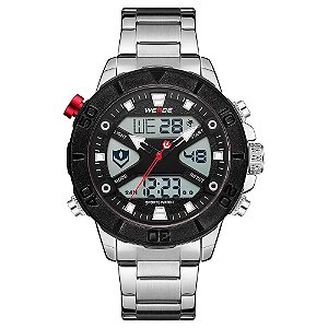 Relógio Masculino Weide AnaDigi WH8503 - Prata e Preto