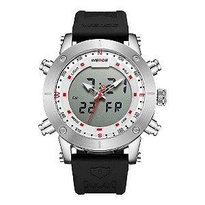 Relógio Masculino Weide AnaDigi WH6309 - Prata e Branco