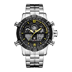 Relógio Masculino Weide AnaDigi WH6901 - Prata e Amarelo