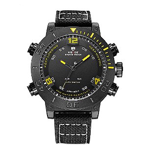 Relógio Masculino Weide AnaDigi WH6103B Preto e Amarelo