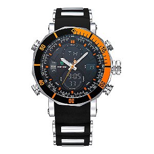 Relógio Masculino Weide AnaDigi WH5203 Preto e Laranja