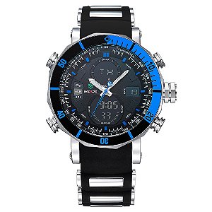 Relógio Masculino Weide AnaDigi wh5203 Prata e Azul