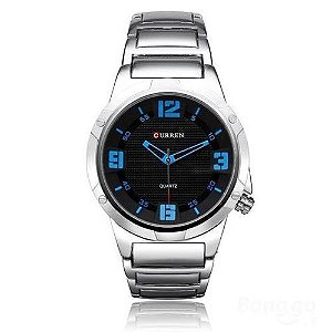 Relógio Masculino Curren Analógico 8111 - Prata e Azul