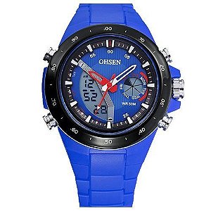 Relógio Masculino Ohsen AnaDigi Esporte AD2802 Azul
