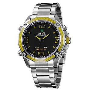 Relógio Masculino Weide AnaDigi WH-2306 - Prata e Amarelo