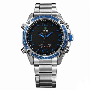 Relógio Masculino Weide AnaDigi WH-2306 - Prata e Azul