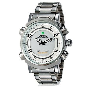 Relógio Masculino Weide AnaDigi WH-1101 - Prata e Branco