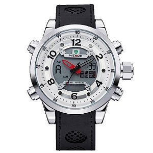 Relógio Masculino Weide AnaDigi Esporte WH-3315 - Preto, Prata e Branco