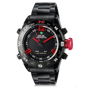 Relógio Masculino Weide AnaDigi WH-2310 - Preto e Vermelho