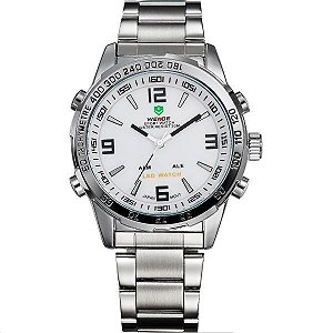 Relógio Masculino Weide AnaDigi WH-1009 - Prata e Branco