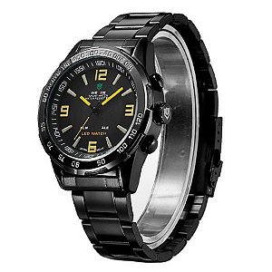 Relógio Masculino Weide AnaDigi WH-1009 - Preto e Amarelo