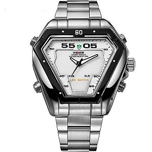 Relógio Masculino Weide AnaDigi WH-1102 - Prata e Branco