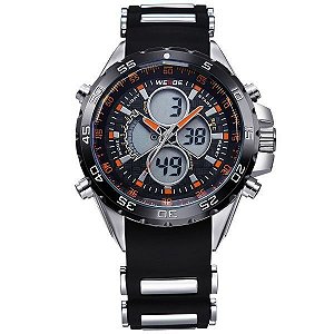 Relógio Masculino Weide AnaDigi WH-1103 - Preto e Laranja