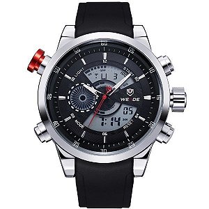 Relógio Masculino Weide AnaDigi WH-3401 - Preto e Prata