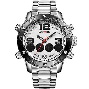 Relógio Masculino Weide AnaDigi WH-3405 - Prata e Branco