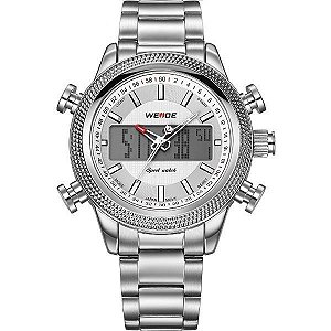 Relógio Masculino Weide AnaDigi WH-3406 - Prata e Branco