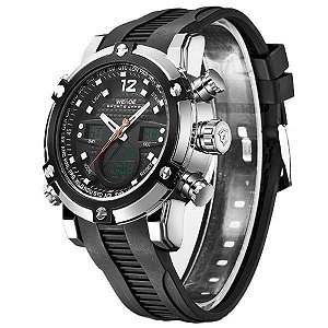 Relógio Masculino Weide AnaDigi WH-5205 Preto e Prata