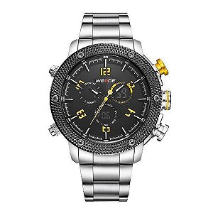 Relógio Masculino Weide AnaDigi WH-5206 - Prata, Preto e Amarelo