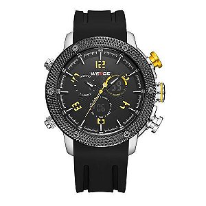 Relógio Masculino Weide AnaDigi WH-5206 - Preto e Amarelo