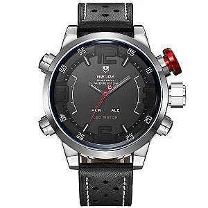 Relógio Masculino Weide AnaDigi WH-5210 - Preto e Prata