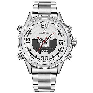 Relógio Masculino Weide AnaDigi WH-6306 - Prata e Branco