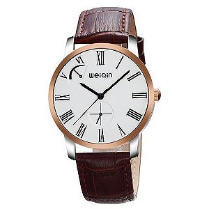 Relógio Masculino Weiqin Analógico Casual W23056 Prata e Dourado