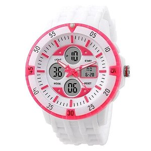 Relógio Skmei Anadigi 1046 Branco e Rosa