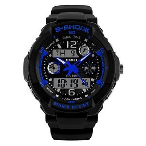 Relógio Masculino Skmei Anadigi 1060 Preto e Azul