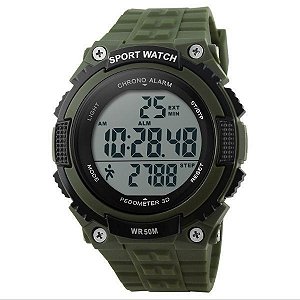 Relógio Pedômetro Masculino Skmei Digital 1112 - Verde e Preto
