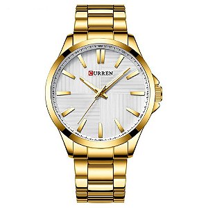 Relógio Masculino Curren Analógico 8322 - Dourado e Branco