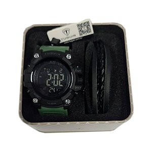 Kit Relógio Masculino Tuguir Digital TG109 - Preto e Verde com Brinde