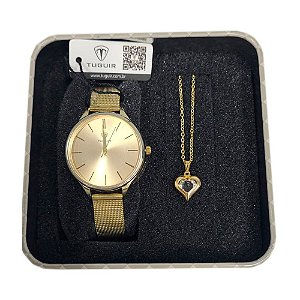 Kit Relógio Feminino Tuguir Analógico TG111 - Dourado com Brinde