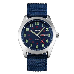 Relógio Masculino Skmei Analógico 9112 - Azul e Prata