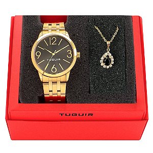 Kit Relógio Feminino Tuguir Analógico TG148-4C Dourado com Brinde